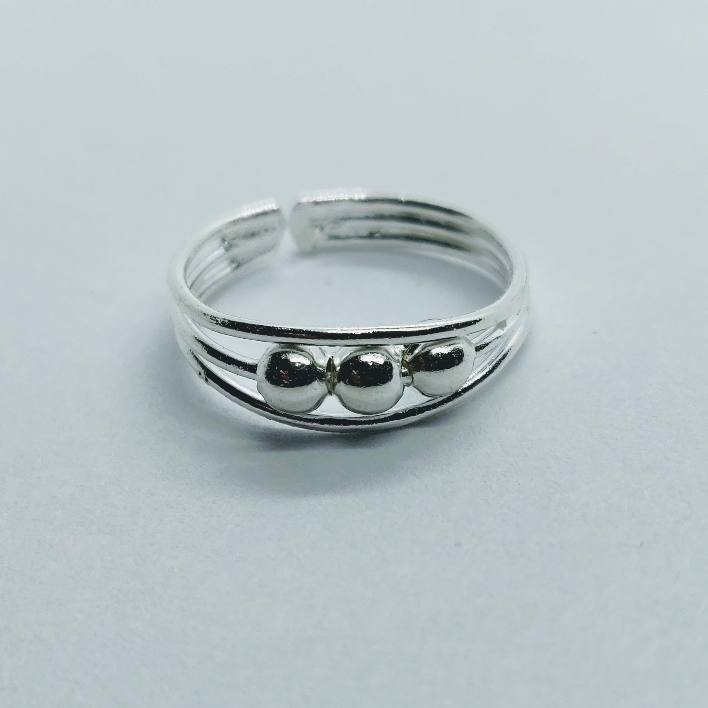 925 Sterling Silver 3 Ball Bead Toe Ring 