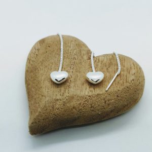 Puffed heart pull-through earrings