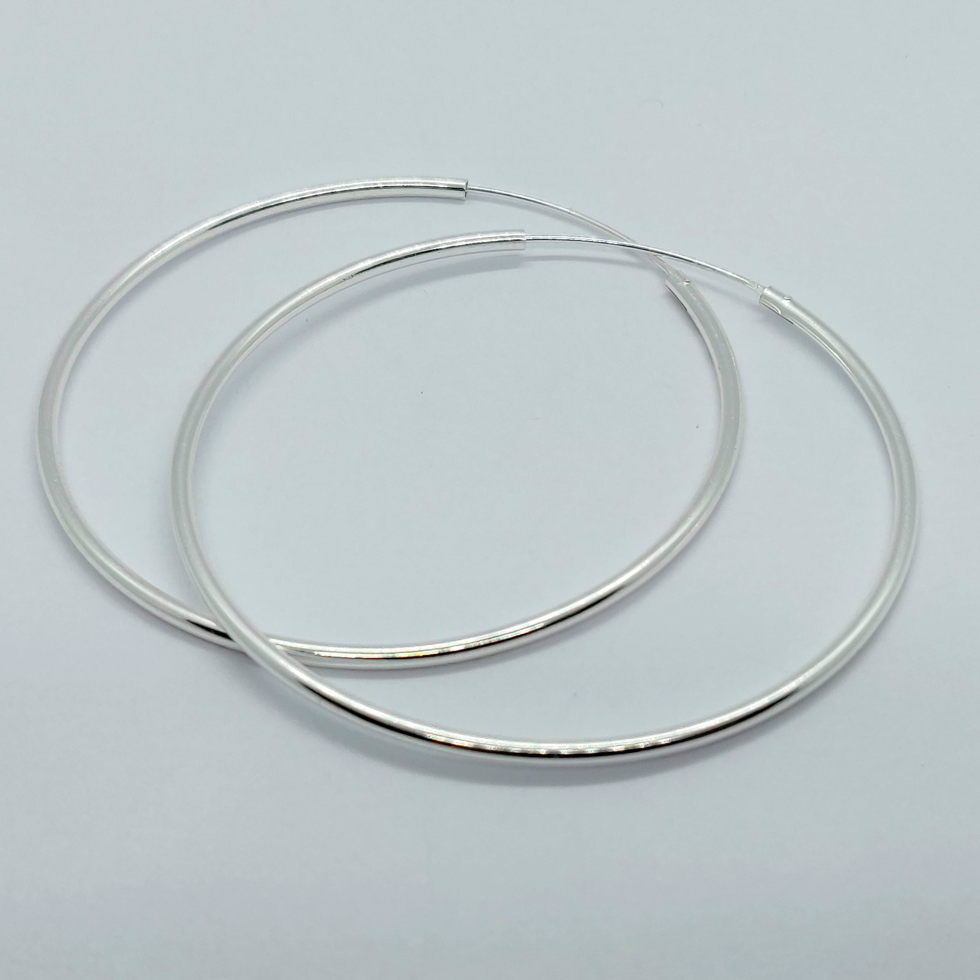 Large Silver 60mm Hoop Earrings | Jewellerybox.co.uk