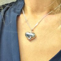 Sterling silver puffed heart pendant