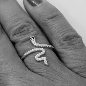 Sterling Silver Cubic Zirconia Set Twisted Snake Ring